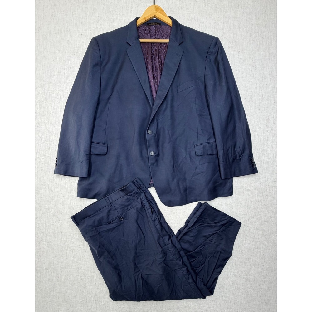Jos. A. Bank Reserve Custom Suit Ermenegildo Zegna Wool Navy Blue 56S/54R Regal